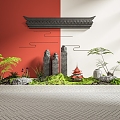 New Chinese landscape sketch Zen landscape small landscape rockery small landscape 3d model