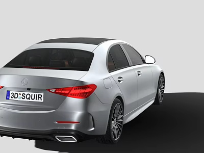 Silver Modern Sedan Car With Sleek Body Black Wheels And Taillights 3d model