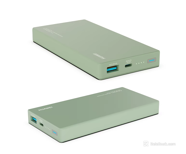 Slim Light Green Power Bank With USB Ports For Mobile Devices 3d model 