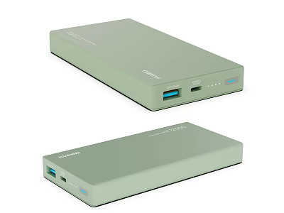 Slim Light Green Power Bank With USB Ports For Mobile Devices 3d model