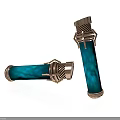 Turquoise Decorative Columns With Gold Metallic Frames And Glossy Surface Design