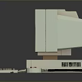 Vintage Computer Setup With Monitor Desktop Tower Keyboard Floppy Disk And Pixel Game Scene
