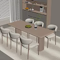 Cream style dining table and chair sideboard direct drinking machine fruit plate 3d model