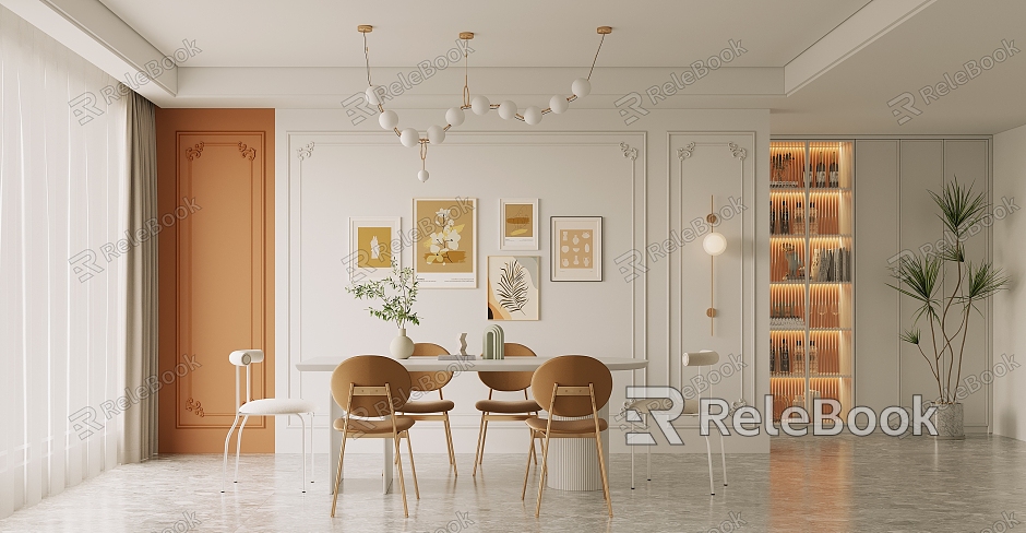 Modern Cream Style Restaurant Cream Restaurant Restaurant Dining Table and Chair model