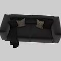 Elegant Modern Gray Two Seater Sofa With Decorative Pillows And Soft Throw Blanket 3d model