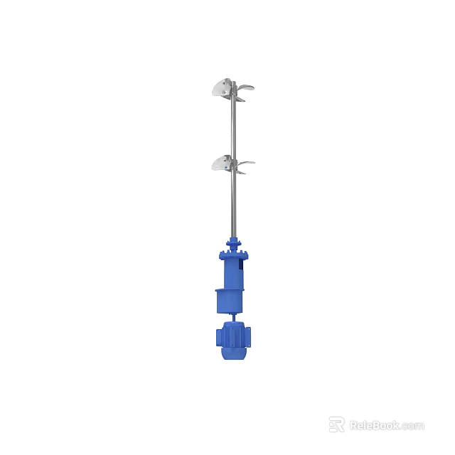 Industrial Vertical Mixer Equipment With Stainless Steel Shaft And Blue Motor 3d model 