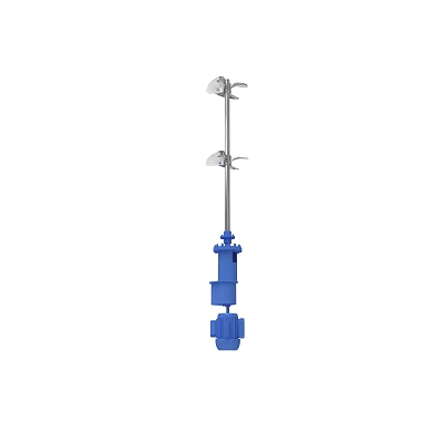 Industrial Vertical Mixer Equipment With Stainless Steel Shaft And Blue Motor 3d model