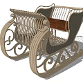 Outdoor Sleigh Shaped Woven Playground Equipment With Decorative Curved Design And Brown Cushioned Seat