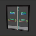 Safety Double Doors With Push Bar Handles And Green Fire Exit Signs