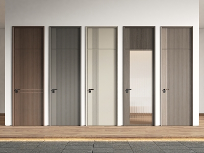 New Chinese Style Single Door Middle Style Single Door Bedroom Door Glass Door Wooden Door Changhong Glass Door Art Glass Door Handle 3d model