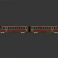 Two Car Train Model with Red Roof Golden Body and Detailed Windows