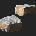 Two Natural Stone Blocks And Wooden Pieces With Rough Surface Texture For Decor Projects
