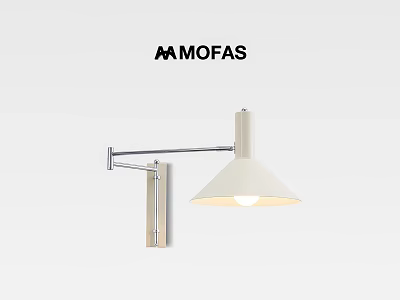 AMOFAS Modern Wall Light With Metal Arm And White Shade 3d model