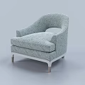 Elegant Light Blue Patterned Armchair With Metal Legs And Comfortable Design 3d model