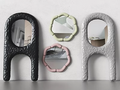 Modern Decorative Mirrors with Unique Shapes and Black Green Pink Grey Colors for Wall 3d model