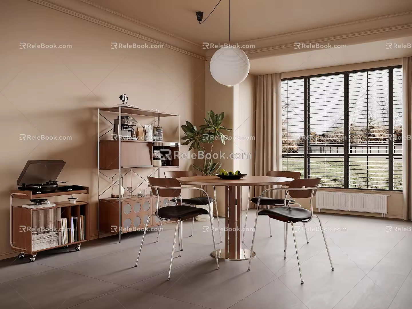 Middle Style Restaurant Sideboard 3d model