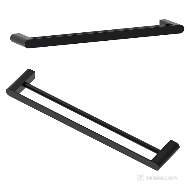 Black Modern Bathroom Towel Rack With Sleek Design And Durable Construction 3d model 