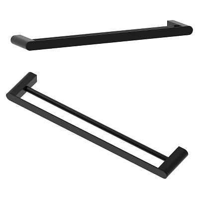 Black Modern Bathroom Towel Rack With Sleek Design And Durable Construction 3d model