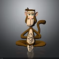 Cartoon Brown Monkey Sitting Cross Legged With Hands Clasped Calm Expression On Dark Background