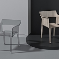 Acrylic Dining Chair Wooden Seat 3d model