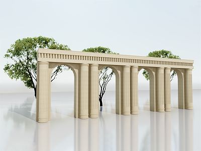 European-style Arch Stone Arch Head View Wall Enclosure 3d model