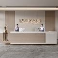 Company Front Desk Background Wall Reception Area Bar Desk Reception Desk Lobby Simple Lobby 3d model