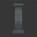 Ancient Stone Pillar With Stacked Square Blocks And Textured Surface Design 3d model