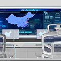 Modern Monitoring Room With Digital Screens And Multiple Control Desks Setup