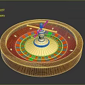 Decorative Wooden Roulette Wheel Furniture Featuring Golden Accents and Colorful Sections