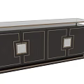 Elegant Modern Storage Cabinet With Dark Wood Finish And Geometric Pattern Design