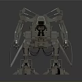 Sci Fi Mechanical Bionic Creature Character With Industrial Metal Limbs And Articulated Claws