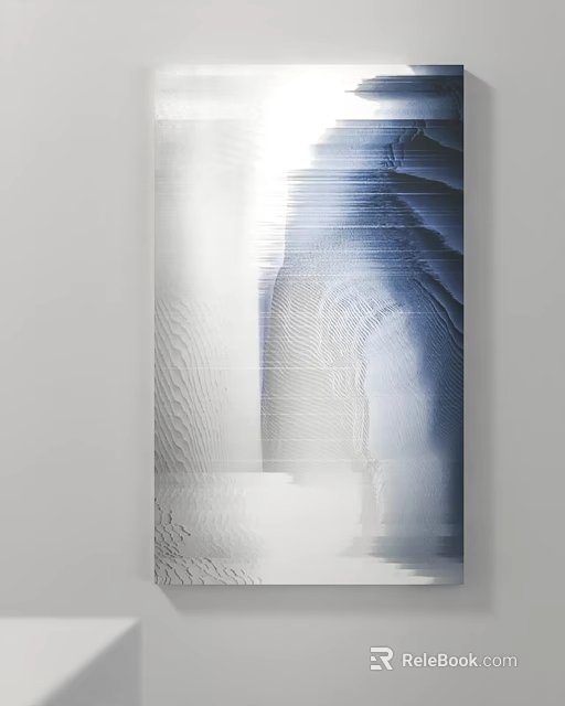 Abstract Blue And White Textured Artwork With Modern Linear Patterns Design 3d model