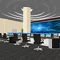 Modern monitoring room Command control room Dispatching command center Monitoring hall Command hall Office desks and chairs 3d model