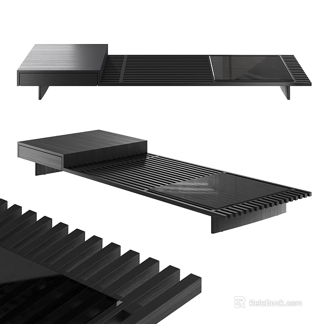 Modern Black Dining Table With Sleek Surface And Minimalist Design 3d model 