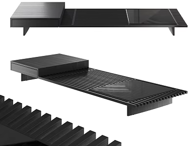 Modern Black Dining Table With Sleek Surface And Minimalist Design 3d model