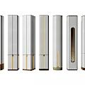 Various Stylish White Columns Featuring Golden Accents Different Bases and Decorative Designs