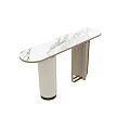 Modern Sleek Console Table Design With Textured Columns And Metal Frame