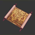 Vintage Scroll Painting With Colorful Animal Illustrations And Ancient Scenes