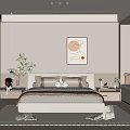 Modern Bedroom Interior With Bed Decorative Painting Nightstand Blinds And Wardrobe