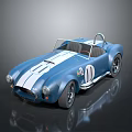 Classic Blue Sports Car With White Stripes And Number 10 Open Top Design