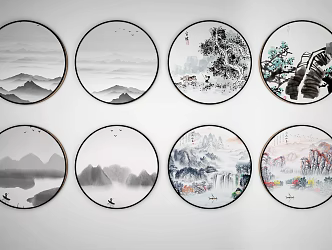 European round frame painting decorative painting 3d model