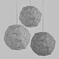 Spherical Chandeliers With Geometric Design And Metallic Gold Copper Silver Finish