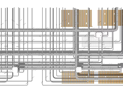 Complex Industrial Pipes Network Layout With Interconnected Metal Structures And Frames 3d model