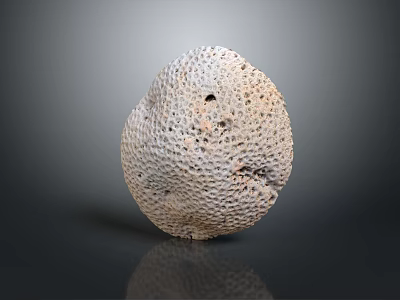 White Porous Sponge Animal with Oval Shape and Textured Surface on Dark Background 3d model