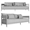 Modern Gray Sofa Interior Design With Black Frame And Decorative Patterned Pillows 3d model