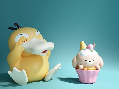 Cartoon Creative Doll Ice Cream Dog and Keda Duck 3d model