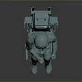 Silver Astronaut Figure Seated On Mechanical Seat With Metallic 3D Model