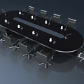 Sleek Swing Door In Conference Room With Oval Table And Black Chairs