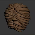 Realistic 3D Head Sculpture With Short Brown Layered Hair And Smooth White Surface