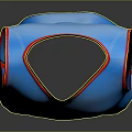 Blue Sleeveless Vest With Orange Trim On Collar Cuffs Gray Gradient Background And Reflection Effect